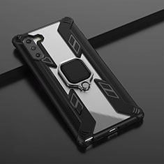 Coque Contour Silicone et Plastique Housse Etui Mat avec Magnetique Support Bague Anneau R01 pour Samsung Galaxy Note 10 Noir