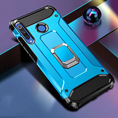 Coque Contour Silicone et Plastique Housse Etui Mat avec Magnetique Support Bague Anneau R02 pour Huawei P30 Lite New Edition Bleu Ciel