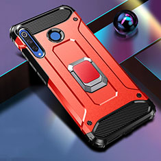Coque Contour Silicone et Plastique Housse Etui Mat avec Magnetique Support Bague Anneau R02 pour Huawei P30 Lite New Edition Rouge
