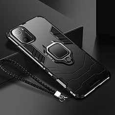 Coque Contour Silicone et Plastique Housse Etui Mat avec Magnetique Support Bague Anneau R02 pour Xiaomi Mi 11i 5G Noir