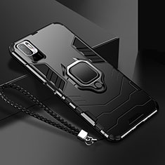 Coque Contour Silicone et Plastique Housse Etui Mat avec Magnetique Support Bague Anneau R03 pour Xiaomi Redmi Note 11 SE 5G Noir