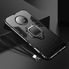 Coque Contour Silicone et Plastique Housse Etui Mat avec Magnetique Support Bague Anneau R03 pour Xiaomi Redmi Note 9T 5G Noir