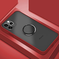 Coque Contour Silicone et Plastique Housse Etui Mat avec Magnetique Support Bague Anneau R05 pour Apple iPhone 11 Pro Max Rouge
