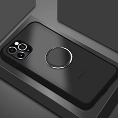 Coque Contour Silicone et Plastique Housse Etui Mat avec Magnetique Support Bague Anneau R05 pour Apple iPhone 11 Pro Noir