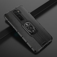 Coque Contour Silicone et Plastique Housse Etui Mat avec Magnetique Support Bague Anneau R05 pour Xiaomi Redmi Note 8 Pro Noir