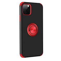 Coque Contour Silicone et Plastique Housse Etui Mat avec Magnetique Support Bague Anneau R06 pour Apple iPhone 11 Pro Rouge et Noir
