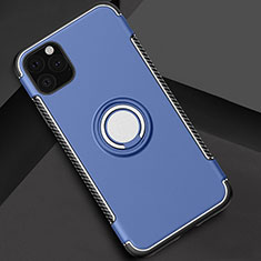 Coque Contour Silicone et Plastique Housse Etui Mat avec Magnetique Support Bague Anneau S01 pour Apple iPhone 11 Pro Bleu