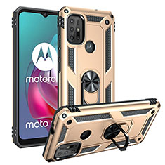 Coque Contour Silicone et Plastique Housse Etui Mat avec Magnetique Support Bague Anneau S01 pour Motorola Moto G10 Or