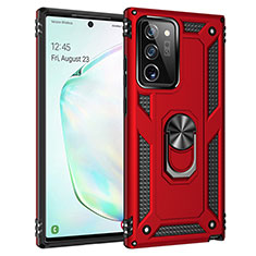 Coque Contour Silicone et Plastique Housse Etui Mat avec Magnetique Support Bague Anneau S01 pour Samsung Galaxy Note 20 Ultra 5G Rouge