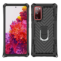 Coque Contour Silicone et Plastique Housse Etui Mat avec Magnetique Support Bague Anneau S01 pour Samsung Galaxy S20 FE 4G Noir