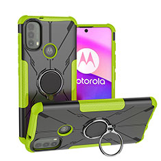 Coque Contour Silicone et Plastique Housse Etui Mat avec Magnetique Support Bague Anneau S02 pour Motorola Moto E20 Vert