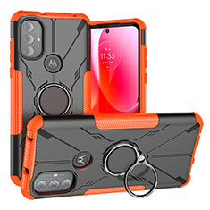 Coque Contour Silicone et Plastique Housse Etui Mat avec Magnetique Support Bague Anneau S02 pour Motorola Moto G Power (2022) Orange