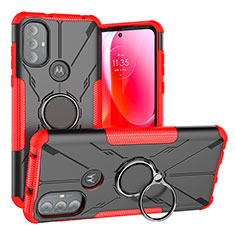 Coque Contour Silicone et Plastique Housse Etui Mat avec Magnetique Support Bague Anneau S02 pour Motorola Moto G Power (2022) Rouge