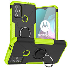 Coque Contour Silicone et Plastique Housse Etui Mat avec Magnetique Support Bague Anneau S02 pour Motorola Moto G10 Vert