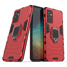 Coque Contour Silicone et Plastique Housse Etui Mat avec Magnetique Support Bague Anneau S02 pour Samsung Galaxy A05s Rouge