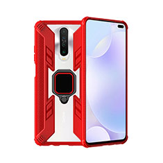 Coque Contour Silicone et Plastique Housse Etui Mat avec Magnetique Support Bague Anneau S02 pour Xiaomi Redmi K30 5G Rouge