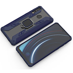 Coque Contour Silicone et Plastique Housse Etui Mat avec Magnetique Support Bague Anneau S03 pour Samsung Galaxy A40s Bleu