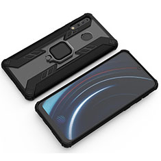 Coque Contour Silicone et Plastique Housse Etui Mat avec Magnetique Support Bague Anneau S03 pour Samsung Galaxy A40s Noir