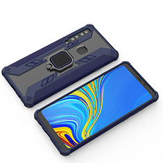 Coque Contour Silicone et Plastique Housse Etui Mat avec Magnetique Support Bague Anneau S03 pour Samsung Galaxy A9s Bleu
