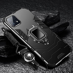 Coque Contour Silicone et Plastique Housse Etui Mat avec Magnetique Support Bague Anneau S03 pour Samsung Galaxy F42 5G Noir