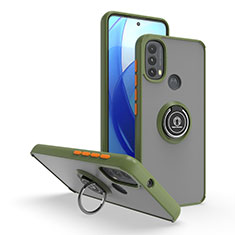 Coque Contour Silicone et Plastique Housse Etui Mat avec Magnetique Support Bague Anneau S04 pour Motorola Moto E30 Vert