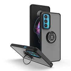 Coque Contour Silicone et Plastique Housse Etui Mat avec Magnetique Support Bague Anneau S04 pour Motorola Moto Edge Lite 5G Noir