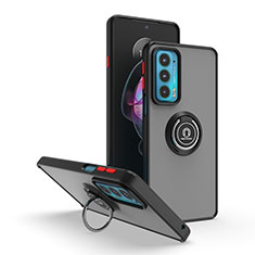 Coque Contour Silicone et Plastique Housse Etui Mat avec Magnetique Support Bague Anneau S04 pour Motorola Moto Edge Lite 5G Rouge et Noir