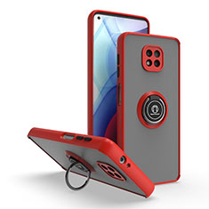 Coque Contour Silicone et Plastique Housse Etui Mat avec Magnetique Support Bague Anneau S04 pour Motorola Moto G Power (2021) Rouge