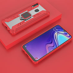 Coque Contour Silicone et Plastique Housse Etui Mat avec Magnetique Support Bague Anneau S04 pour Samsung Galaxy M20 Rouge