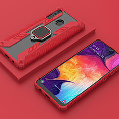 Coque Contour Silicone et Plastique Housse Etui Mat avec Magnetique Support Bague Anneau S05 pour Samsung Galaxy A30 Rouge