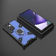 Coque Contour Silicone et Plastique Housse Etui Mat avec Magnetique Support Bague Anneau S06 pour Samsung Galaxy S23 Ultra 5G Bleu