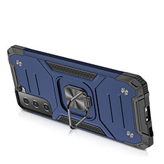 Coque Contour Silicone et Plastique Housse Etui Mat avec Magnetique Support Bague Anneau T05 pour Samsung Galaxy S21 5G Bleu