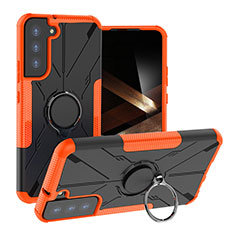 Coque Contour Silicone et Plastique Housse Etui Mat avec Magnetique Support Bague Anneau T08 pour Samsung Galaxy S24 Plus 5G Orange