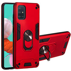 Coque Contour Silicone et Plastique Housse Etui Mat avec Magnetique Support Bague Anneau Y01B pour Samsung Galaxy M40S Rouge