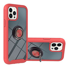 Coque Contour Silicone et Plastique Housse Etui Mat avec Magnetique Support Bague Anneau YB1 pour Apple iPhone 13 Pro Max Rouge