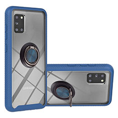Coque Contour Silicone et Plastique Housse Etui Mat avec Magnetique Support Bague Anneau YB1 pour Samsung Galaxy A31 Bleu