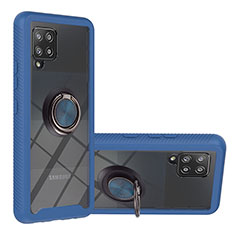 Coque Contour Silicone et Plastique Housse Etui Mat avec Magnetique Support Bague Anneau YB1 pour Samsung Galaxy A42 5G Bleu