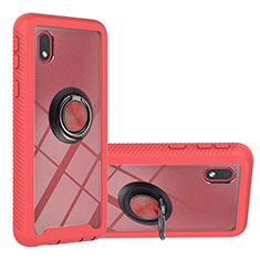 Coque Contour Silicone et Plastique Housse Etui Mat avec Magnetique Support Bague Anneau YB1 pour Samsung Galaxy M01 Core Rouge