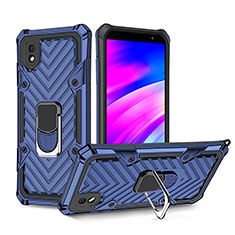 Coque Contour Silicone et Plastique Housse Etui Mat avec Magnetique Support Bague Anneau YF1 pour Samsung Galaxy A01 Core Bleu