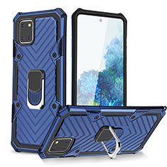Coque Contour Silicone et Plastique Housse Etui Mat avec Magnetique Support Bague Anneau YF1 pour Samsung Galaxy A81 Bleu