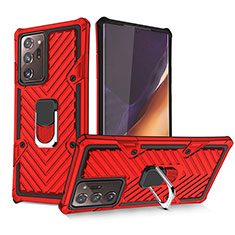 Coque Contour Silicone et Plastique Housse Etui Mat avec Magnetique Support Bague Anneau YF1 pour Samsung Galaxy Note 20 Ultra 5G Rouge