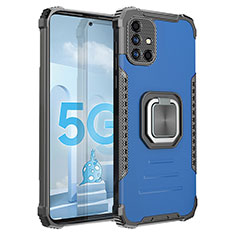 Coque Contour Silicone et Plastique Housse Etui Mat avec Magnetique Support Bague Anneau ZJ2 pour Samsung Galaxy A51 4G Bleu
