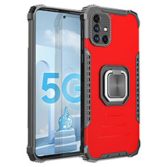 Coque Contour Silicone et Plastique Housse Etui Mat avec Magnetique Support Bague Anneau ZJ2 pour Samsung Galaxy A51 4G Rouge
