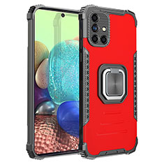 Coque Contour Silicone et Plastique Housse Etui Mat avec Magnetique Support Bague Anneau ZJ2 pour Samsung Galaxy A71 5G Rouge