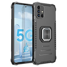 Coque Contour Silicone et Plastique Housse Etui Mat avec Magnetique Support Bague Anneau ZJ2 pour Samsung Galaxy M40S Noir