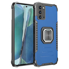 Coque Contour Silicone et Plastique Housse Etui Mat avec Magnetique Support Bague Anneau ZJ2 pour Samsung Galaxy Note 20 5G Bleu