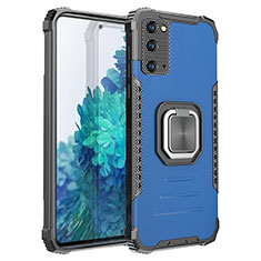 Coque Contour Silicone et Plastique Housse Etui Mat avec Magnetique Support Bague Anneau ZJ2 pour Samsung Galaxy S20 FE 4G Bleu