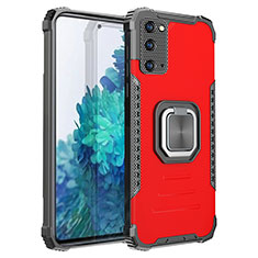 Coque Contour Silicone et Plastique Housse Etui Mat avec Magnetique Support Bague Anneau ZJ2 pour Samsung Galaxy S20 FE 4G Rouge