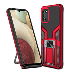Coque Contour Silicone et Plastique Housse Etui Mat avec Magnetique Support Bague Anneau ZL1 pour Samsung Galaxy A03s Rouge