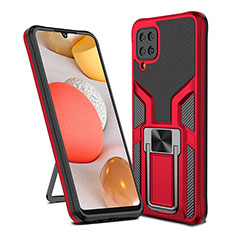 Coque Contour Silicone et Plastique Housse Etui Mat avec Magnetique Support Bague Anneau ZL1 pour Samsung Galaxy A12 5G Rouge